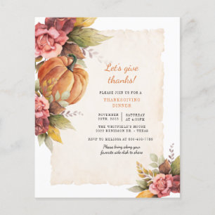 Budget Wassercolor Pumpkin Erntedank Dinner Flyer