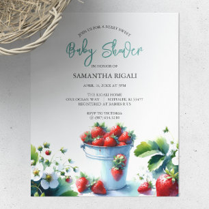 Budget Wasserfarbe Erdbeere Babydusche Flyer