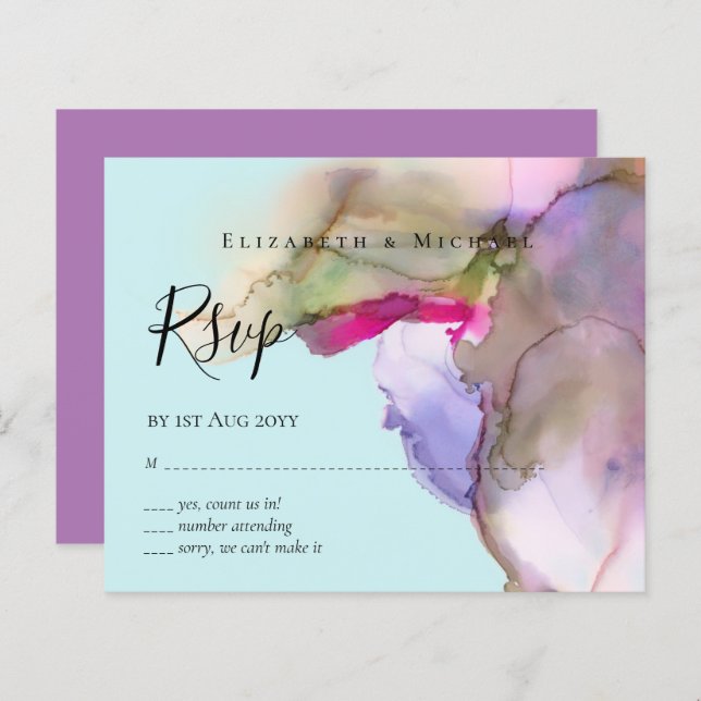 BUDGET Wasserfarbe Hochzeit Abstrakten Lila uAwg (Vorne/Hinten)