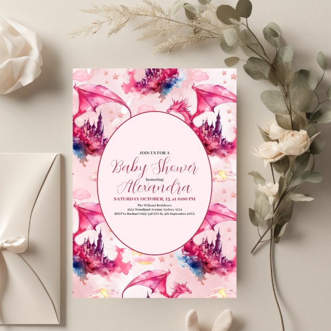 Budget Wasserfarbe Rosa Dragon Babydusche (Von Creator hochgeladen)