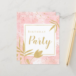 Budget Wasserfarbe Rosa Gold Geburtstagsparty Einl