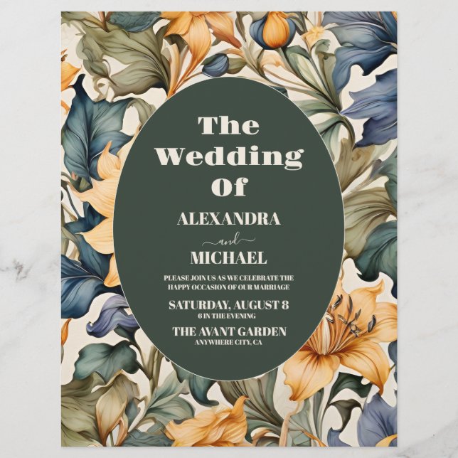 Budget Wasserfarbe Sonnenblumen Botanische Hochzei Flyer (Vorne)