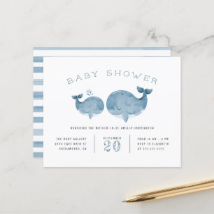 Budget Wasserfarbe Whale Boy's Blue Baby Dusche
