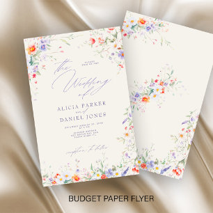 Budget-Wasserfarben-Blumen-Hochzeitseinladung Flyer