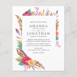 Budget-Wasserfarben-Floral-Safari-Hochzeits-Einlad Flyer