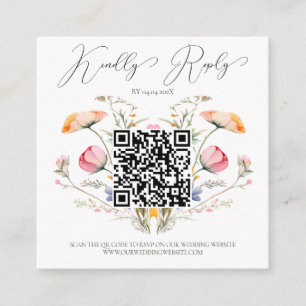 Budget Wasserfarben-Wiesen-Wildblumen-QR-Code Begleitkarte
