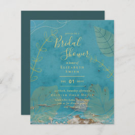 Budget Watercolor Aquamarin Gold Brautparty