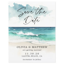 Budget Watercolor Beach Ankündigung Datum freihalt