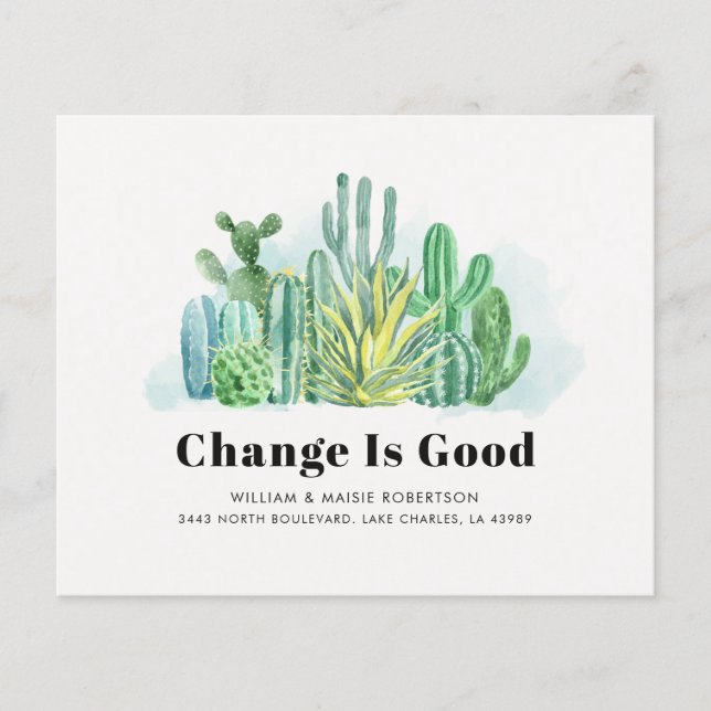 Budget Watercolor Cacti Moving Ankündigung (Vorderseite)