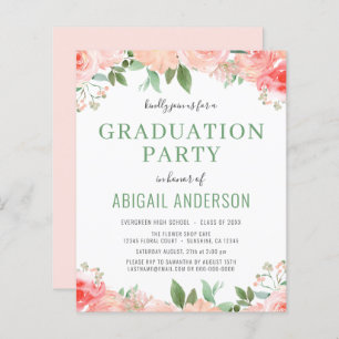 Budget Watercolor Floral Graduation Invitation