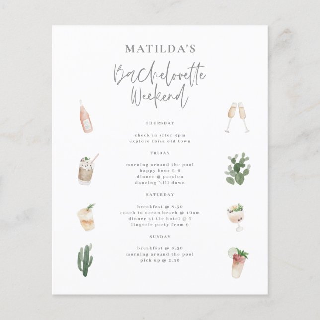 Budget Watercolor Giro Bachelorette Wochenende Flyer (Vorne)