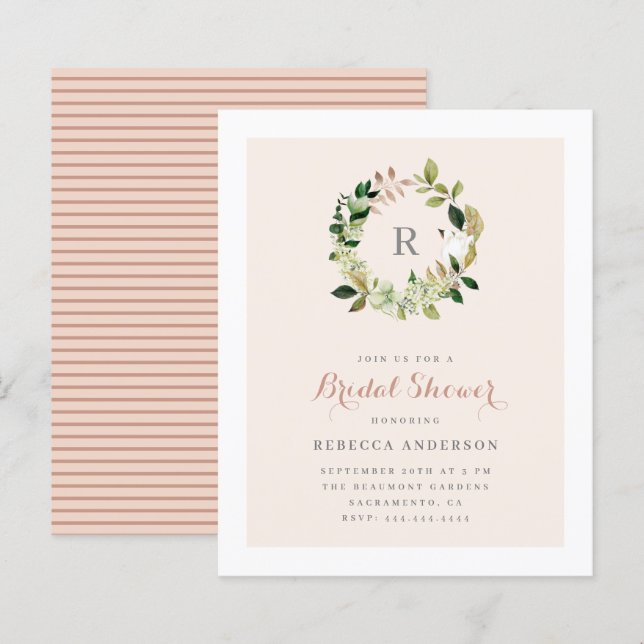 Budget Watercolor Greenerity Wreath Brautparty (Vorne/Hinten)