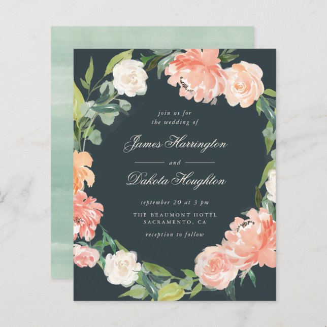 Budget Watercolor Peonies & Eukalyptus Wedding (Vorne/Hinten)