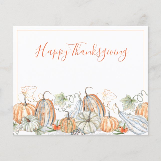 Budget Watercolor Pumpkins Erntedank Card (Vorderseite)