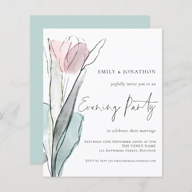 Budget Watercolor Tulip Wedding Abend Party (Vorne/Hinten)