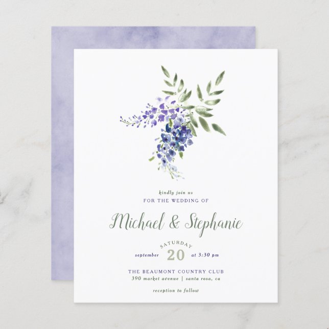 Budget Watercolor Wisteria Bouquet Wedding (Vorne/Hinten)