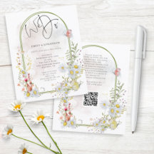 Budget We Do Daisies Arch QR Hochzeit Einladung