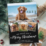 Budget We Woof You Frohe Weihnachts-Hund Foto Mitteilungskarte<br><div class="desc">Wir würden dir frohe Weihnachten wünschen! Versenden Sie niedliche und lustige Urlaubstage mit dieser niedlichen personalisierten Haustier Foto Urlaubskarte. Frohe Weihnachtswünsche vom Hund mit niedlichen Pfotendrucken in einem lustigen, modernen Foto Collage Design. Fügen Sie dem Hund die Fotos oder Fotos Ihrer Familie hinzu und personalisieren Sie mit Familienname, Nachricht und...</div>