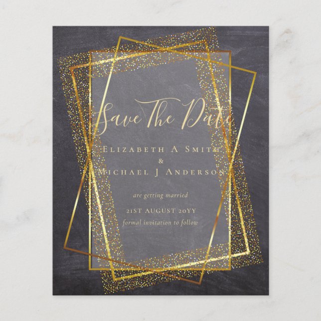 BUDGET WEDD RETT DATES Gold Glitzer Geometric Flyer (Vorne)