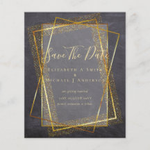 BUDGET WEDD RETT DATES Gold Glitzer Geometric