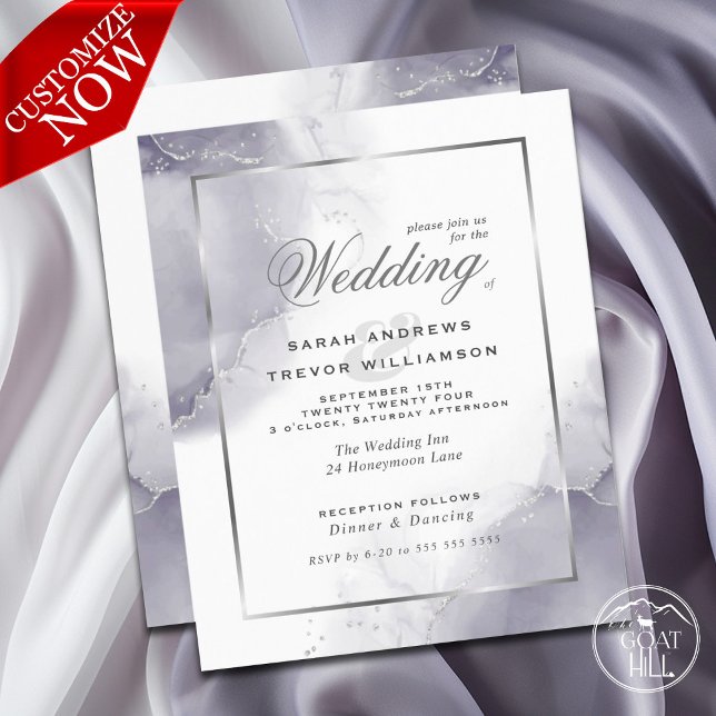 Budget Wedding Abstrakt Dusty Plum Silver (Easy to customize)