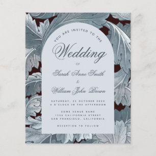 Budget Wedding Arch Gray Blätter Script Einladung