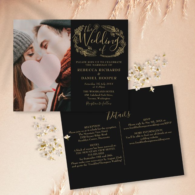 Budget Wedding Black Gold Details Foto Einladung (Von Creator hochgeladen)