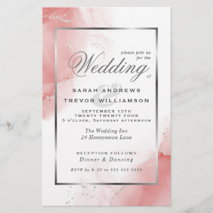 Budget Wedding Coral Rose Silver Abstrakt