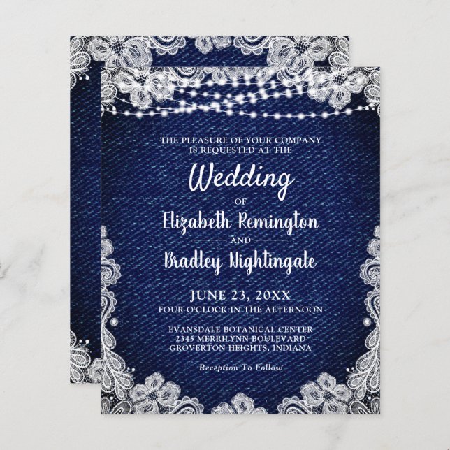 Budget Wedding Denim Lace String Lights (Vorne/Hinten)