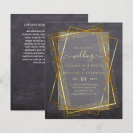 BUDGET WEDDING EINLADUNGEN Gold Glitter Geometric