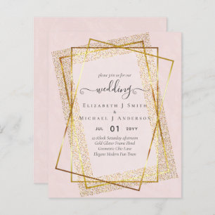 BUDGET WEDDING EINLADUNGEN Gold Glitter Geometric