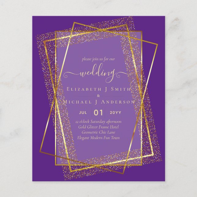 BUDGET WEDDING EINLADUNGEN Gold Glitter Geometric Flyer (Vorne)