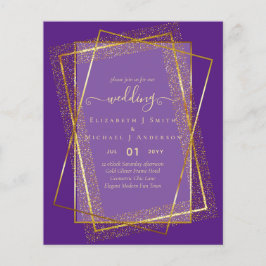BUDGET WEDDING EINLADUNGEN Gold Glitter Geometric Flyer