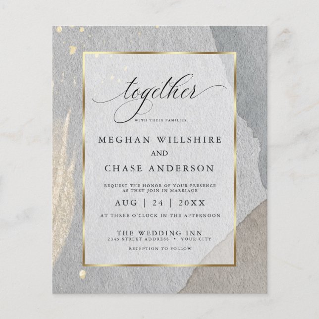 Budget Wedding Elegant Bale Gray Abstrakt Splash (Vorderseite)