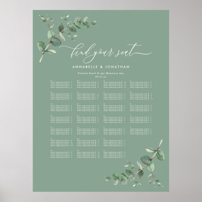 Budget Wedding Eukalyptus botanisch finden Sie Ihr Poster (Vorne)