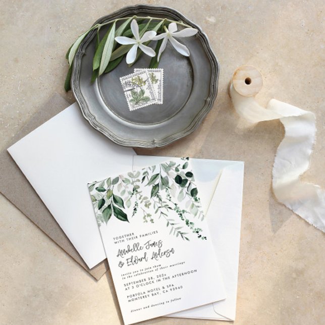 Budget Wedding Eukalyptus Details, Einladung chic (Von Creator hochgeladen)