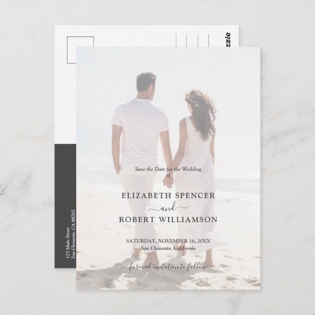 Budget Wedding Foto Save the Date Postkarte (Vorne/Hinten)
