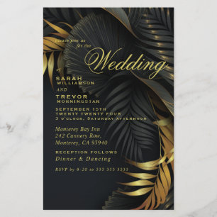Budget Wedding Gold und Black Tropical Blätter