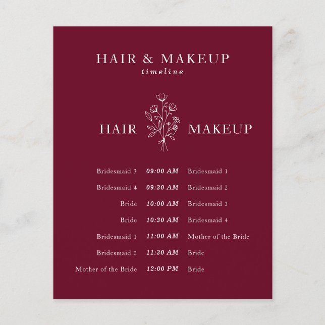 Budget Wedding Hair Makeup Timeline borundy Flyer (Vorne)