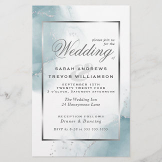 Budget Wedding Light Aquamarin Blue Silver Abstrak