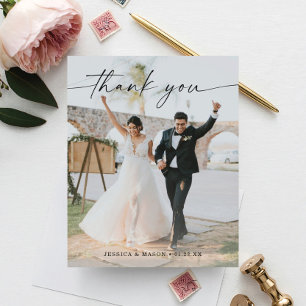 Budget Wedding Modern Dankeschön Card mit Foto