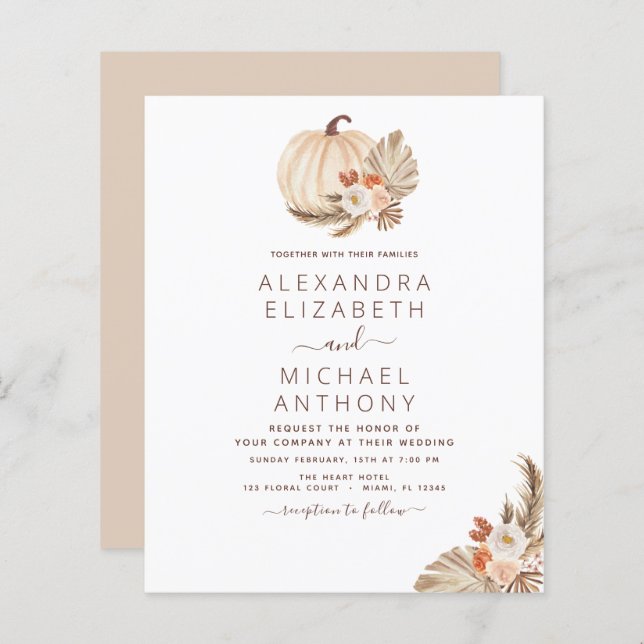 Budget Wedding Pampas Grass White Pumpkin (Vorne/Hinten)