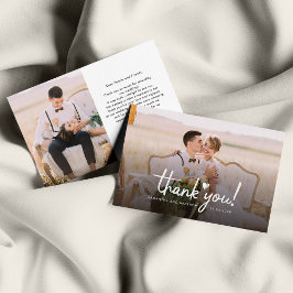 Budget Wedding Photo Hand-Lettered Thank You Card Mitteilungskarte