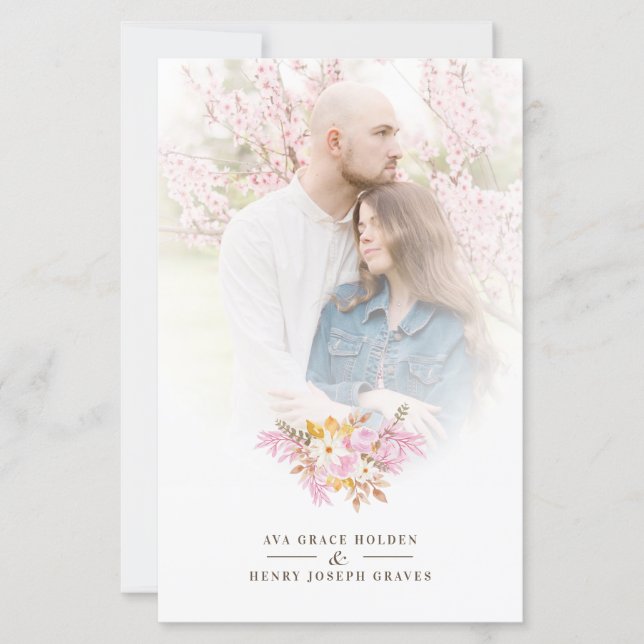 Budget Wedding Pink Flowers & Branches Bouquet (Vorderseite)