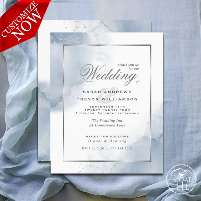 Budget Wedding Powder Blue Silver Abstrakt (Easy to Customize)