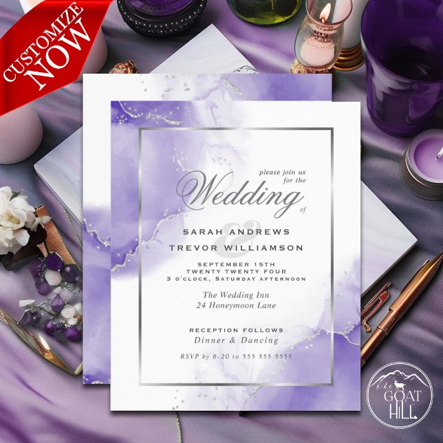 Budget Wedding Rainbow Violet Silver Abstrakt (easy to customize )