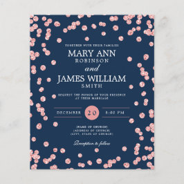 Budget Wedding Rose Gold Glitzer Navy Einladung