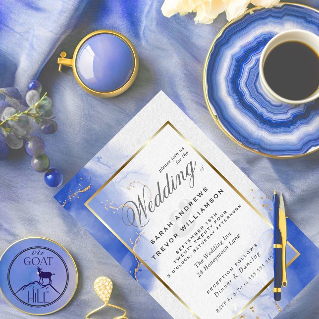 Budget Wedding Royal Blue Gold Abstrakt Marble Inv (Von Creator hochgeladen)