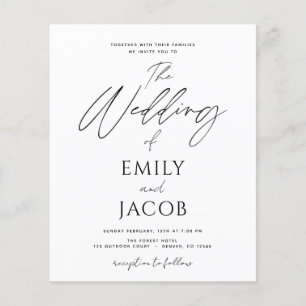 Budget Wedding Schwarz-weiß Script Typografy Flyer