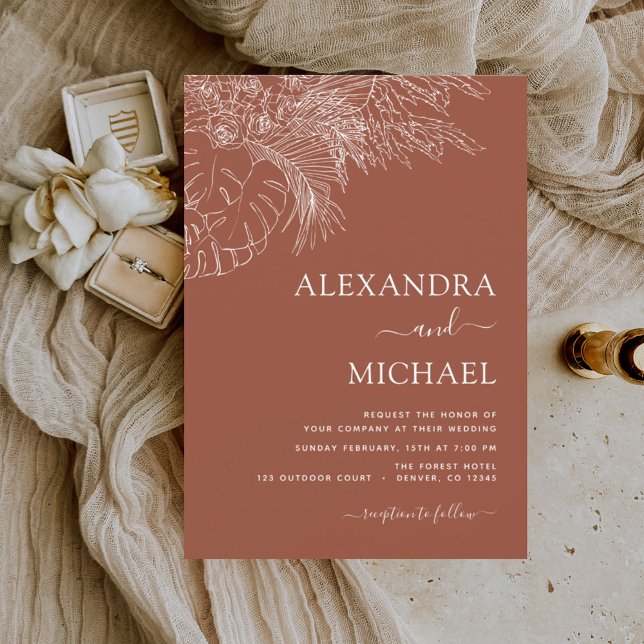 Budget Wedding Terracotta Burnt Orange Floral Flyer (Von Creator hochgeladen)